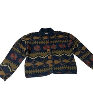 Vintage Sara Studio Aztec Southwestern Tapestry Button-Up Jacket women size L